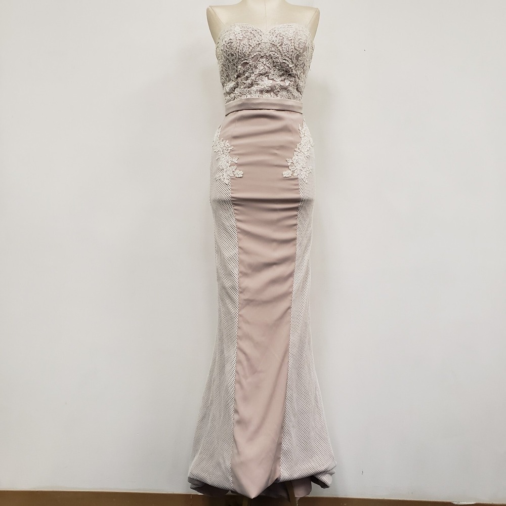 Vintage Portia & Scarlett Womens Beaded Formal Lace Maxi Dress Size S Bridesmaid